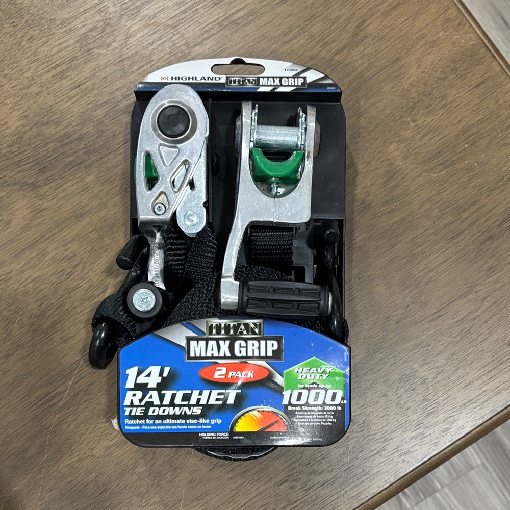 Titan Max Grip Ratchet Tie Downs - Black and Silver